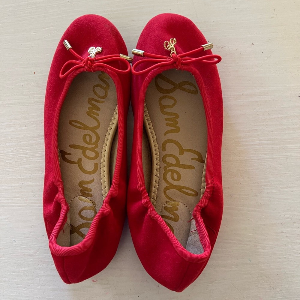 SAM EDELMAN Red Suede Ballet Flat Shoes Size 3